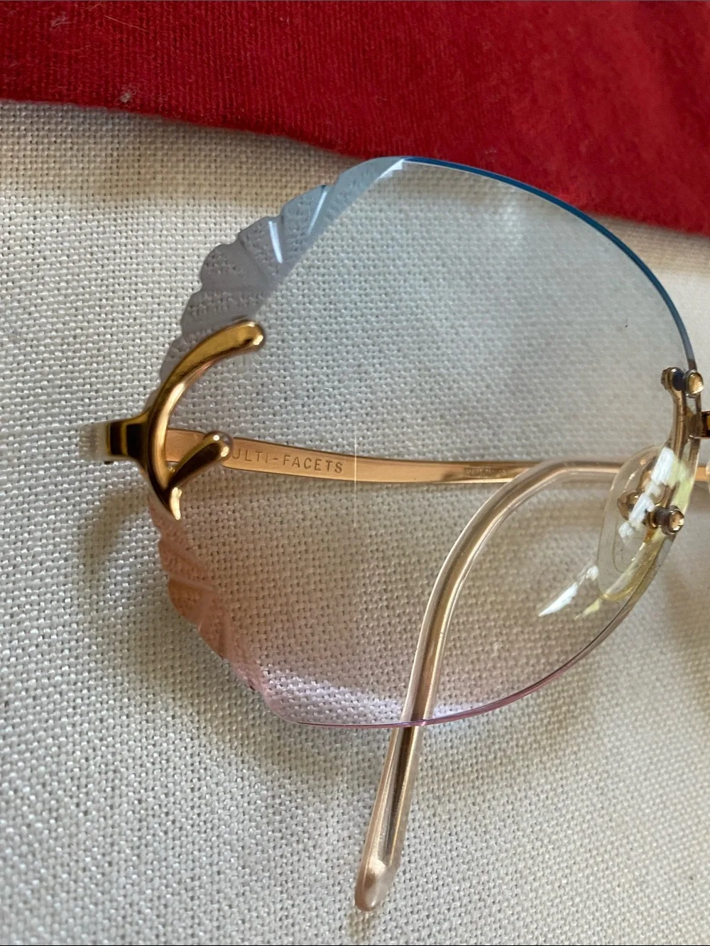 France Gold GEP 22 KTS Multi Facets Blue To Pink Graduated Lenses Rx Glasses